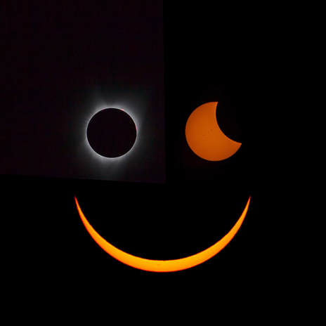 Composite of three phases of the 2017 solar eclipse